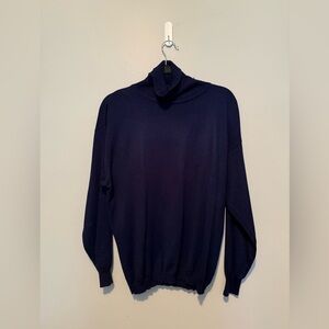 Vintage Classic Navy Blue Turtleneck Sweater (Size M)